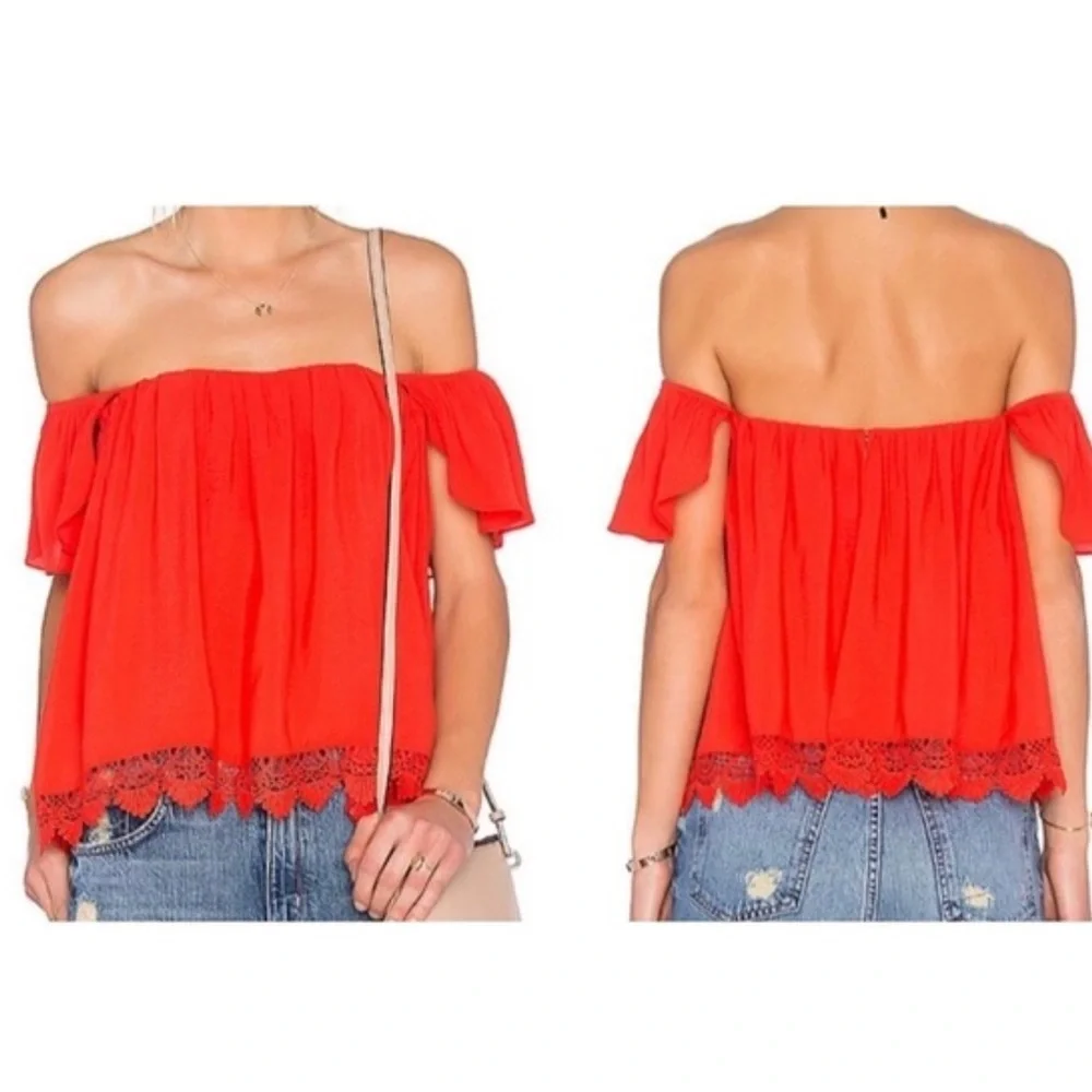 Lovers + Friends Red Off-Shoulder Blouse - Picture 2 of 8